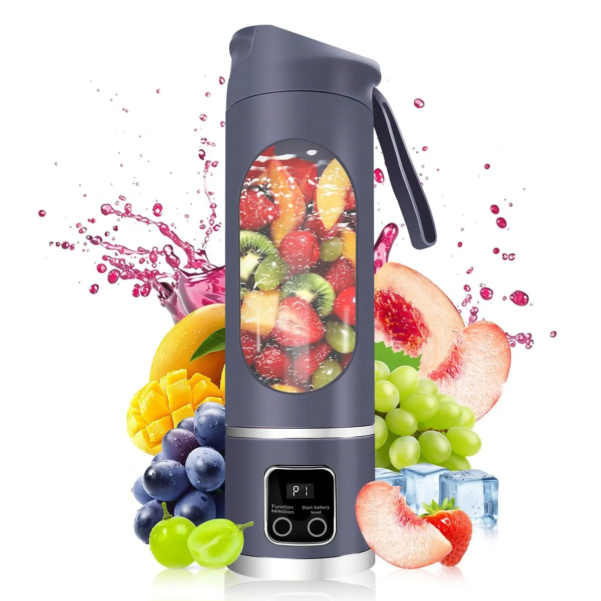 Portable Smoothie Blender,LCD Display, 8-Blade, 500ml , USB - Purple