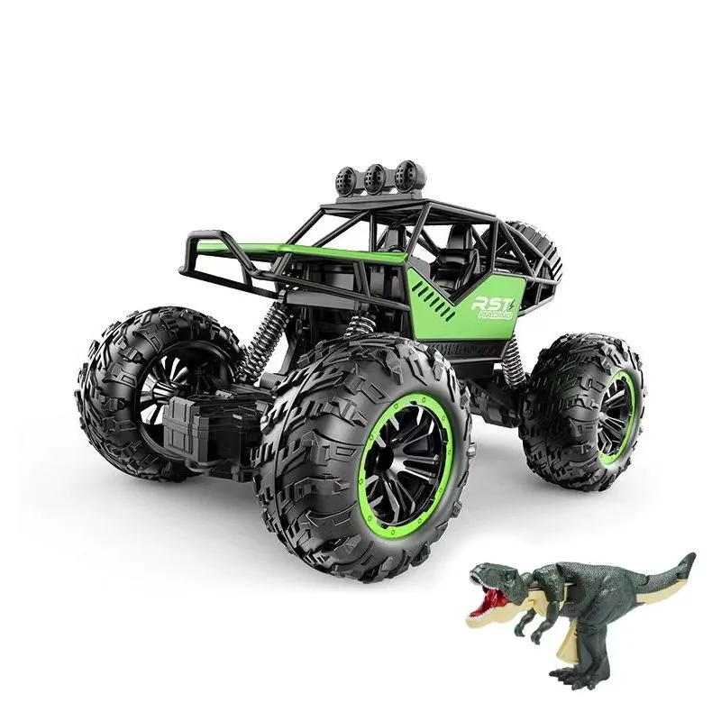 Electric Remote Control Rock Climbing Remote Control Car + Dinosaur Toys - GREEN