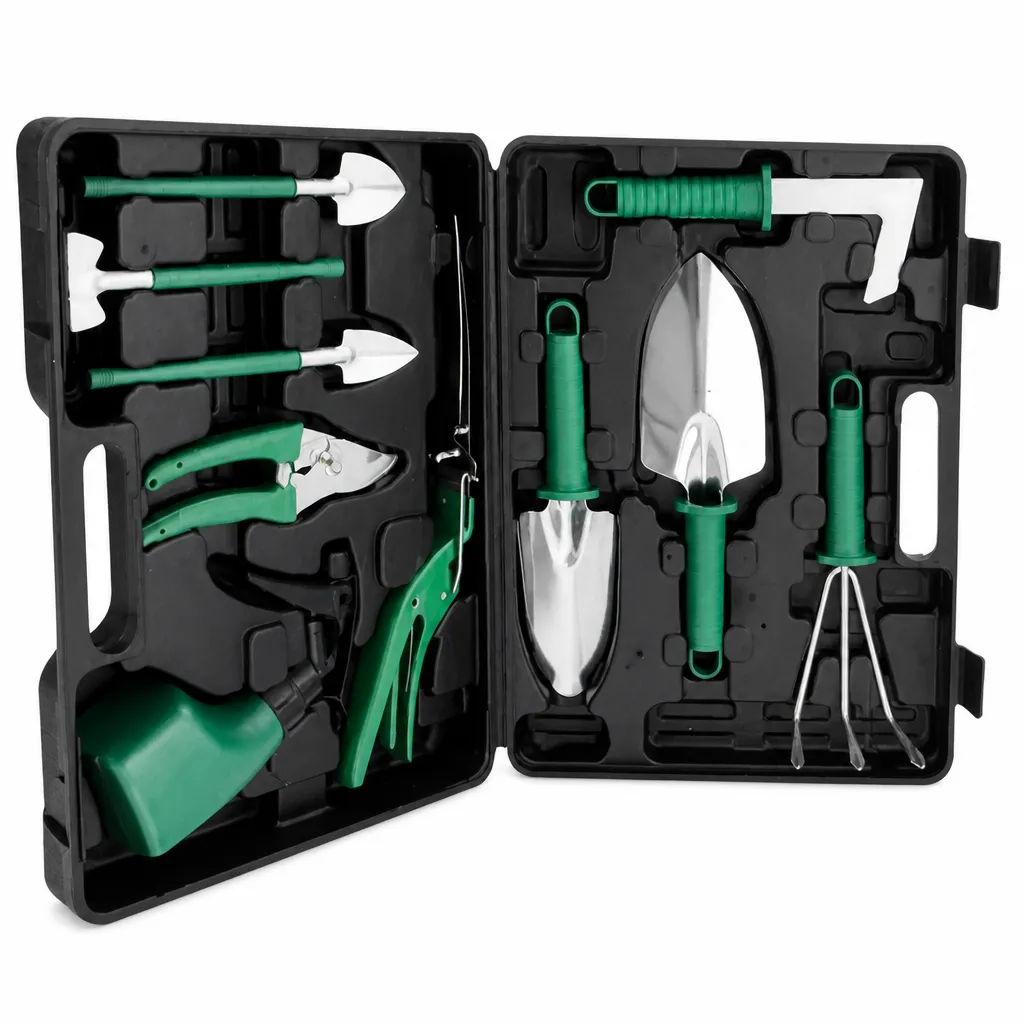 Garden Tool Set with Trowels Hand Rake and Spray Bottle in Carry Case