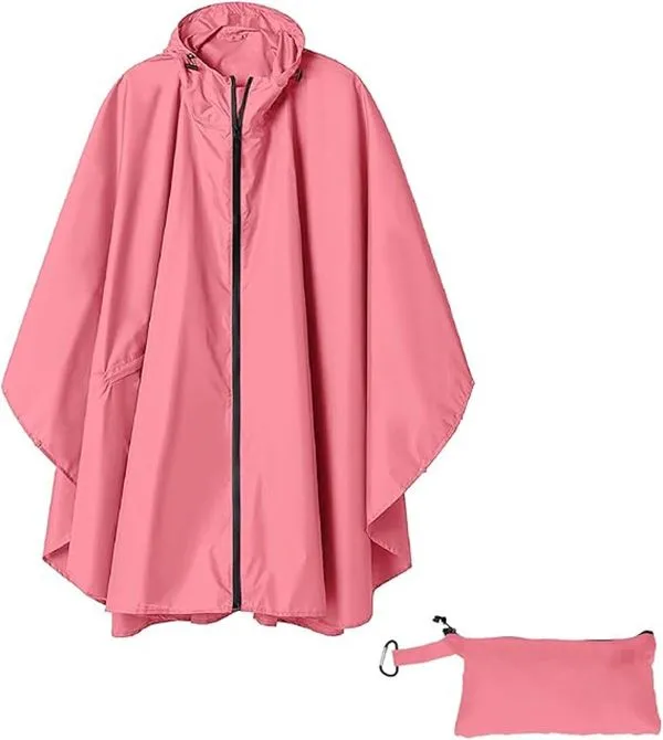 Unisex Rain Poncho with Hooded Zippered for Adults Men Women