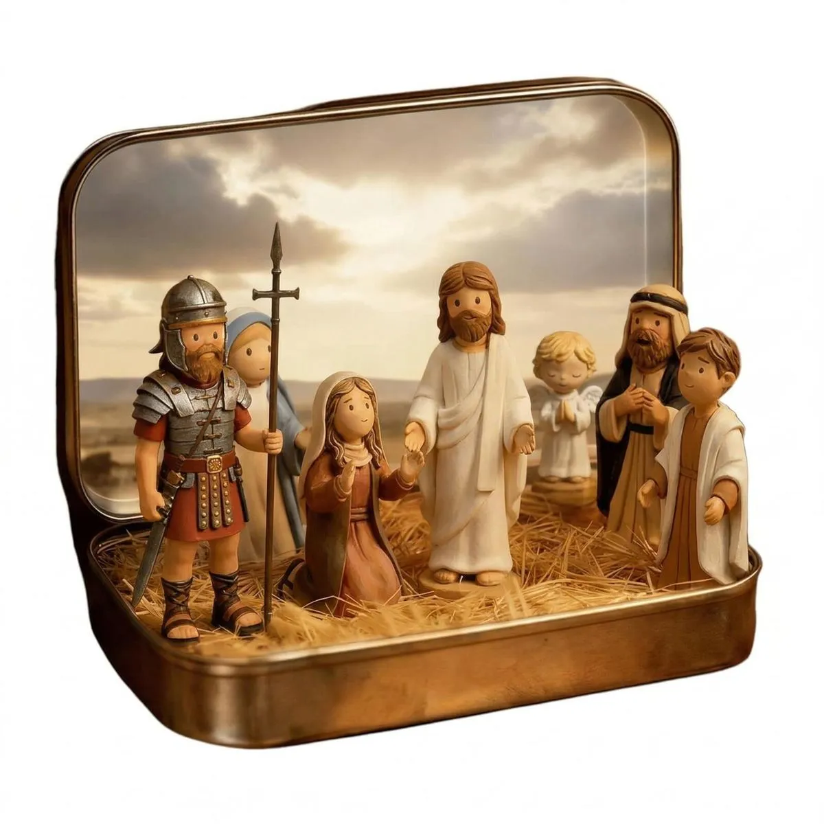 2-Pack Miniature Easter Scenes in Tin Box - Jesus Figures