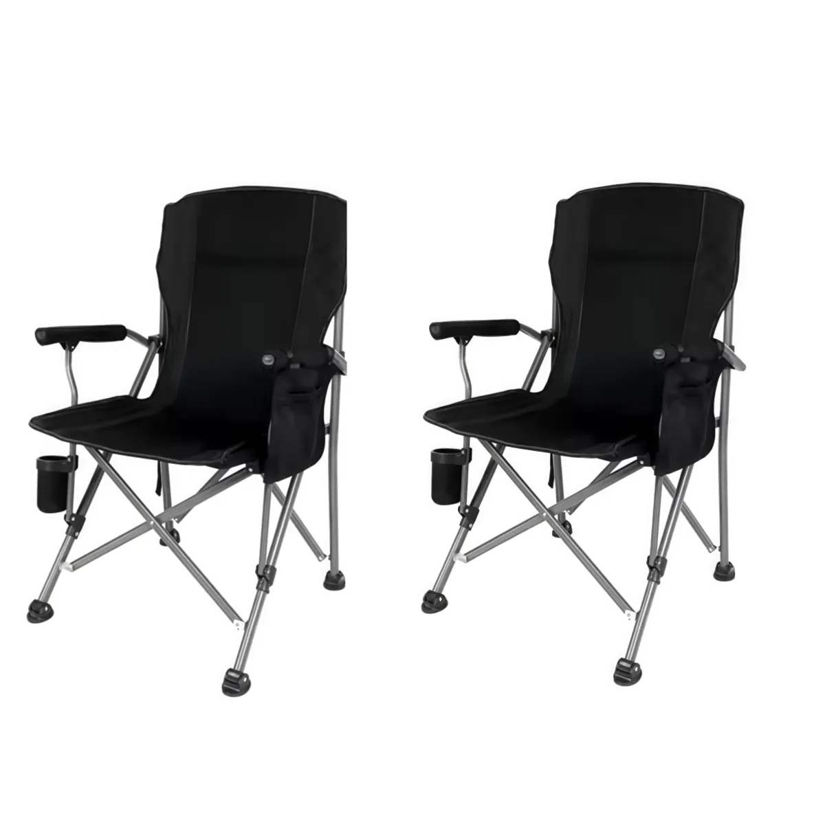 Outdoor Portable Folding Fishing Chair x 2 - Black