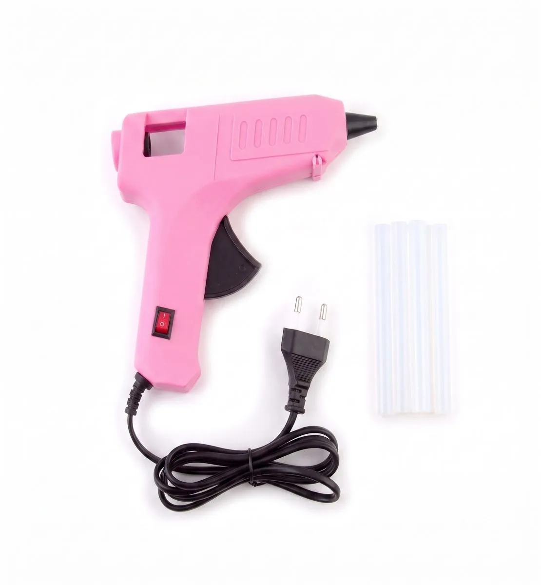 Macaron Pink Glue Gun 60W Hot Melt Glue Sticks Kit With 4 Glue Sticks