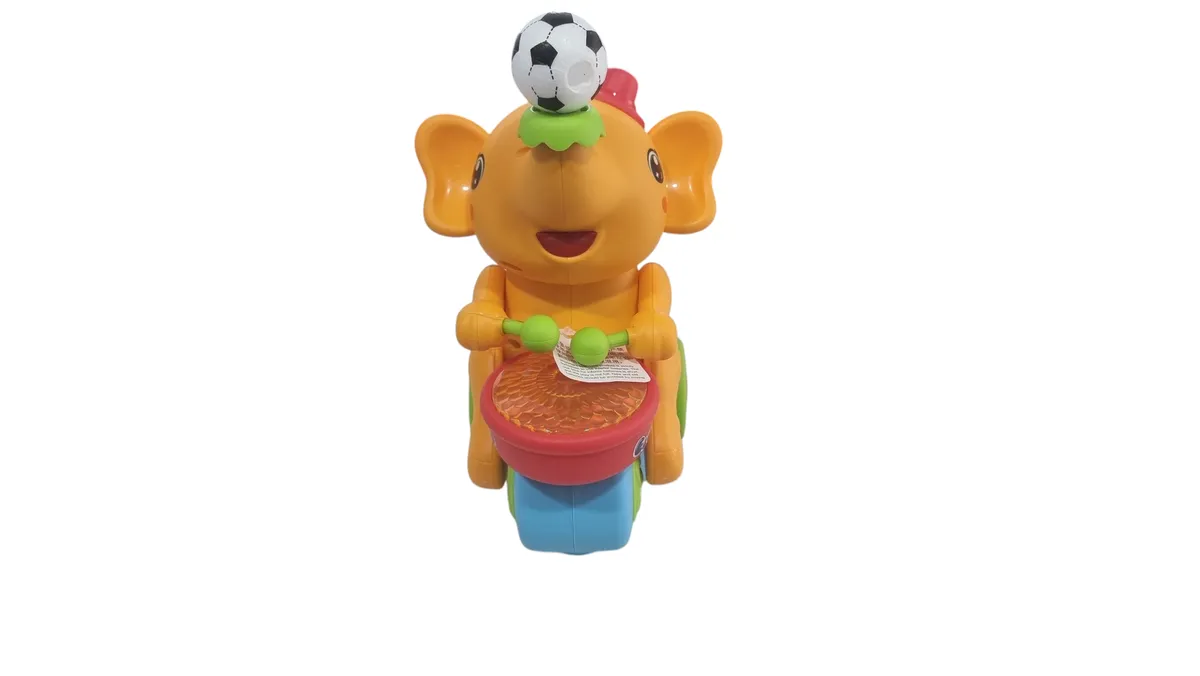 Babies-Up Orange Elephant With Music And Flashing Light Playing Drums