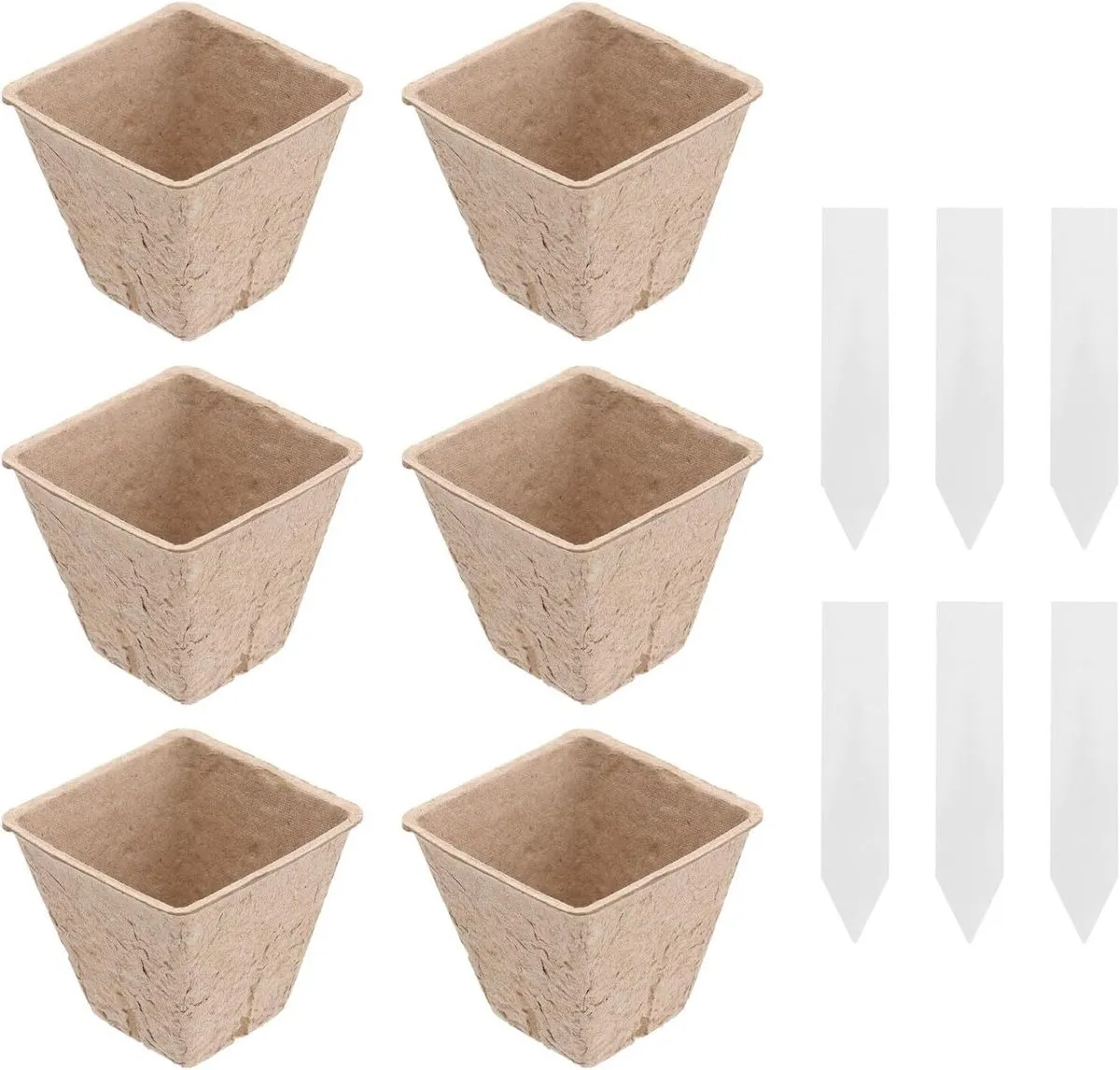 Biodegradable Pulp Seedling Cups With Plant Labels For Indoor Outdoor