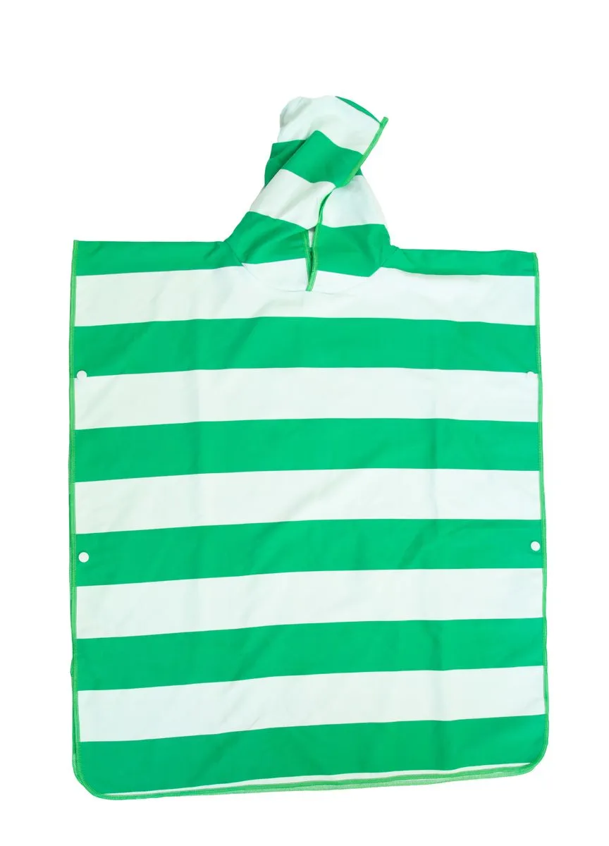 Kids Hooded Microfibre Quick Dry Towel - Green, White