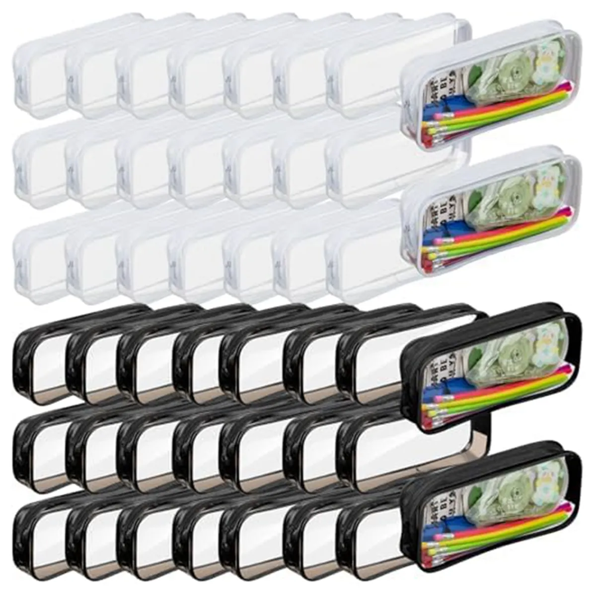 50 Pcs Clear Pencil Pouch Large Travel Toiletries Bag Makeup Bags