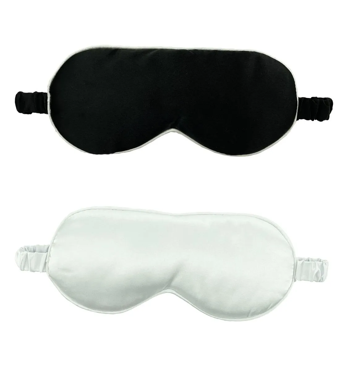 Sleep Masks Silky Soft Satin Eye Mask Cover Blindfold Elastic Strap -2 Pack - Black, White