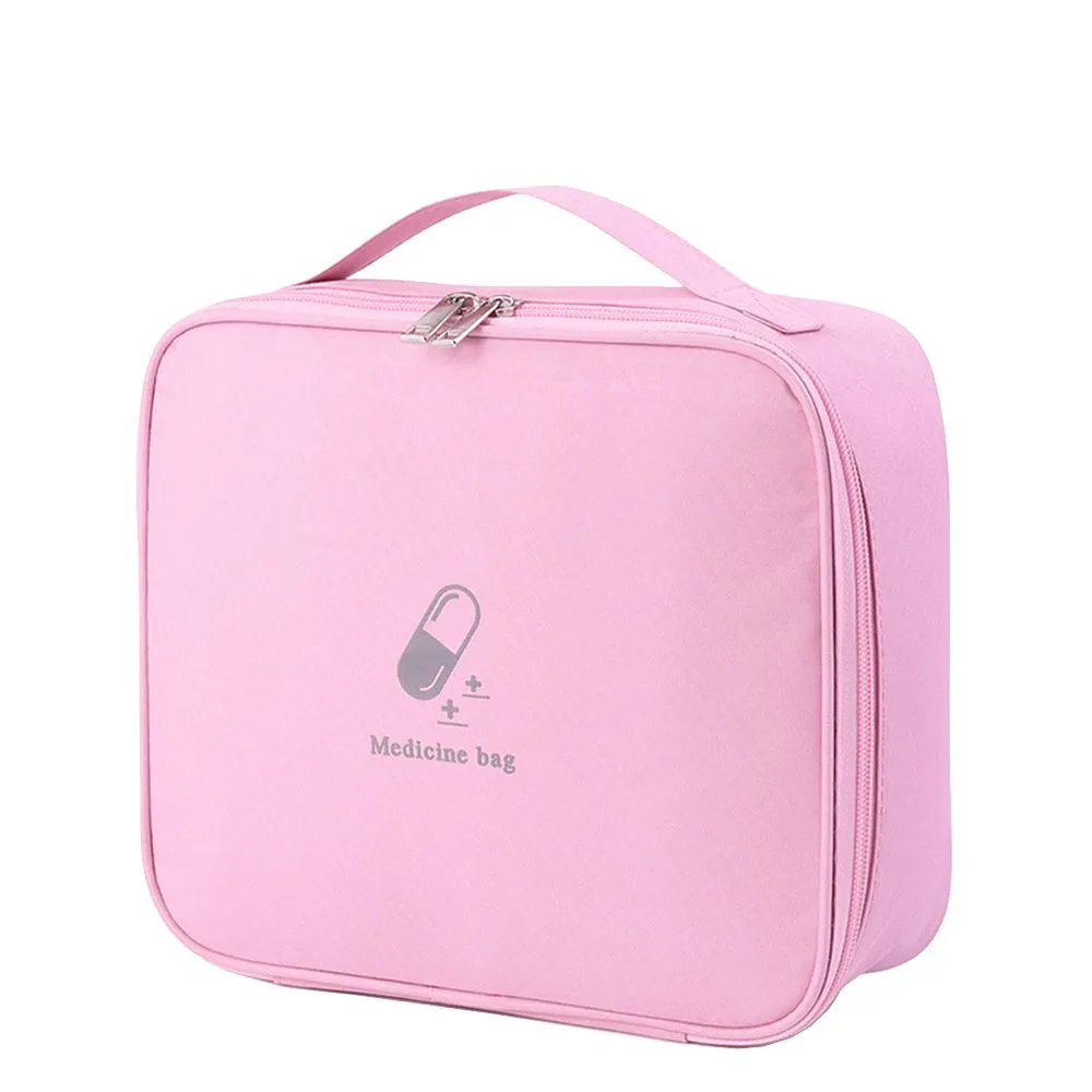 Portable Medicine Storage Bag Travel Box Home First Aid Kit Survival Bags - Pink