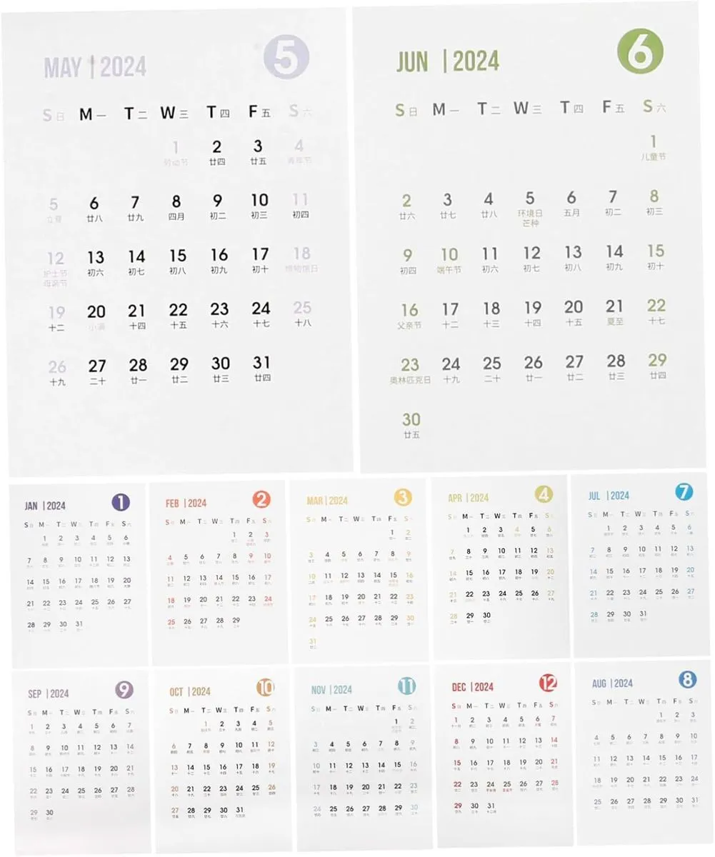 12sheets Monthly Calendar Stickers Creative Notepad for Journals Planners
