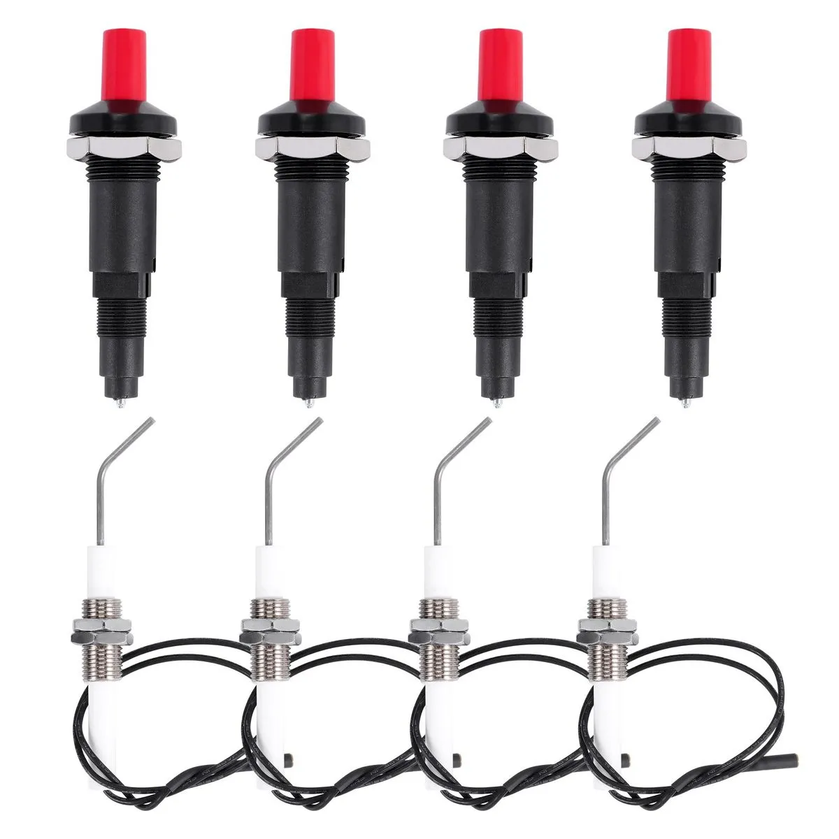 4 Pieces Propane Push-Type Piezo Igniter Kit Wire 30 cm for Gas Grill