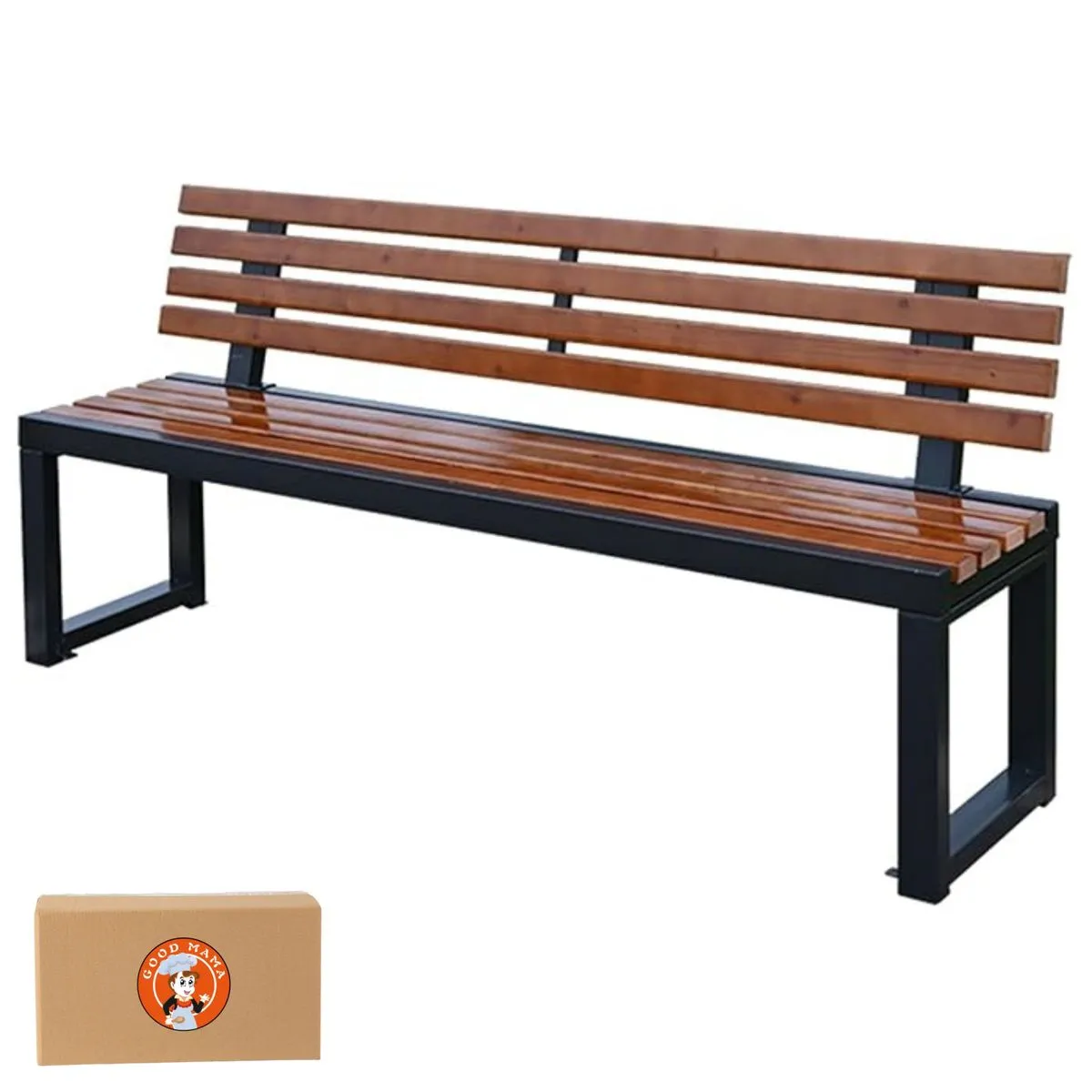 GoodMama 1.2m Patio Garden Bench with Backrest for Patio Outdoor Yard Park