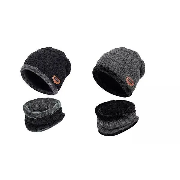 Unisex Winter Hats & Scarfs - Pack of 2 (His & Hers) - Balck & Grey