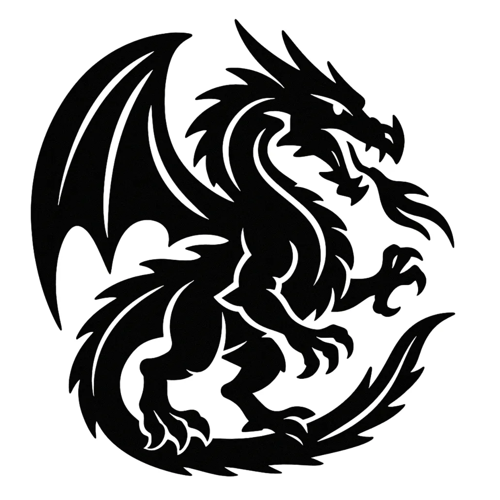 Fire-Breathing Dragon Vinyl Sticker - Decal for Cars, Laptops, Walls & More - Black