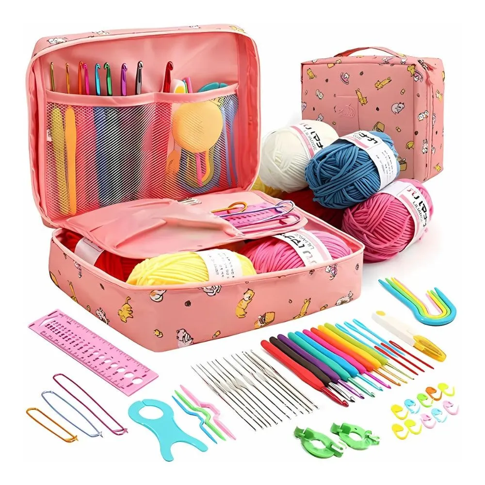 Kit 58 Pcs Crochet Kits for Beginners Starter Knitting Needle Set