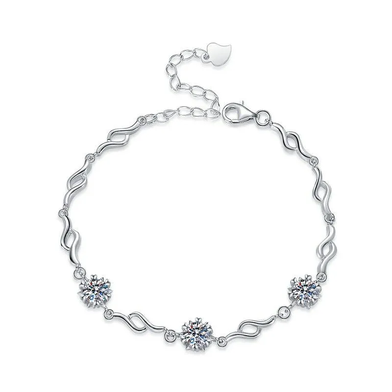 Women's Fashion S925 Silver Bracelet 1.5ct Moissanite Elegant Charm