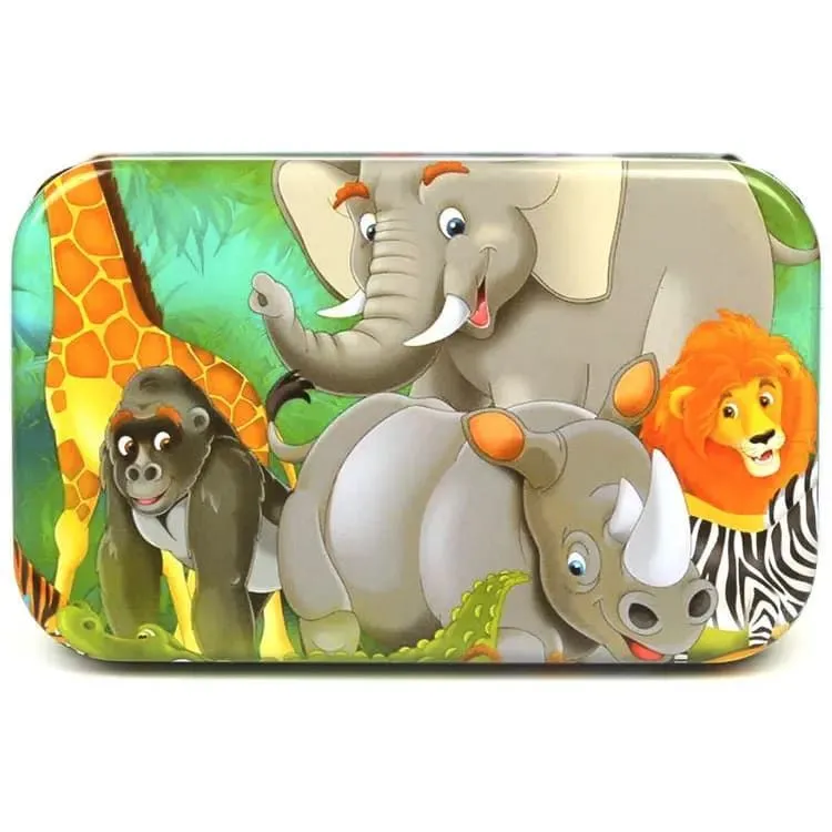 Educational Kids Jigsaw Puzzles in Metal Box - Kids Ages 2-8 - Set of 60 - Cloudy grey