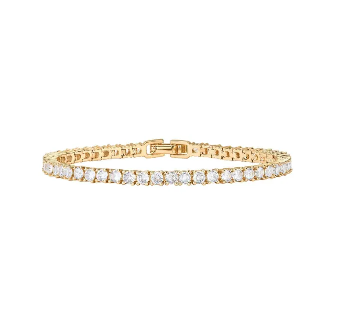 4mm Cubic Zirconia Classic Tennis Bracelet | Gold Bracelets for Women - Gold