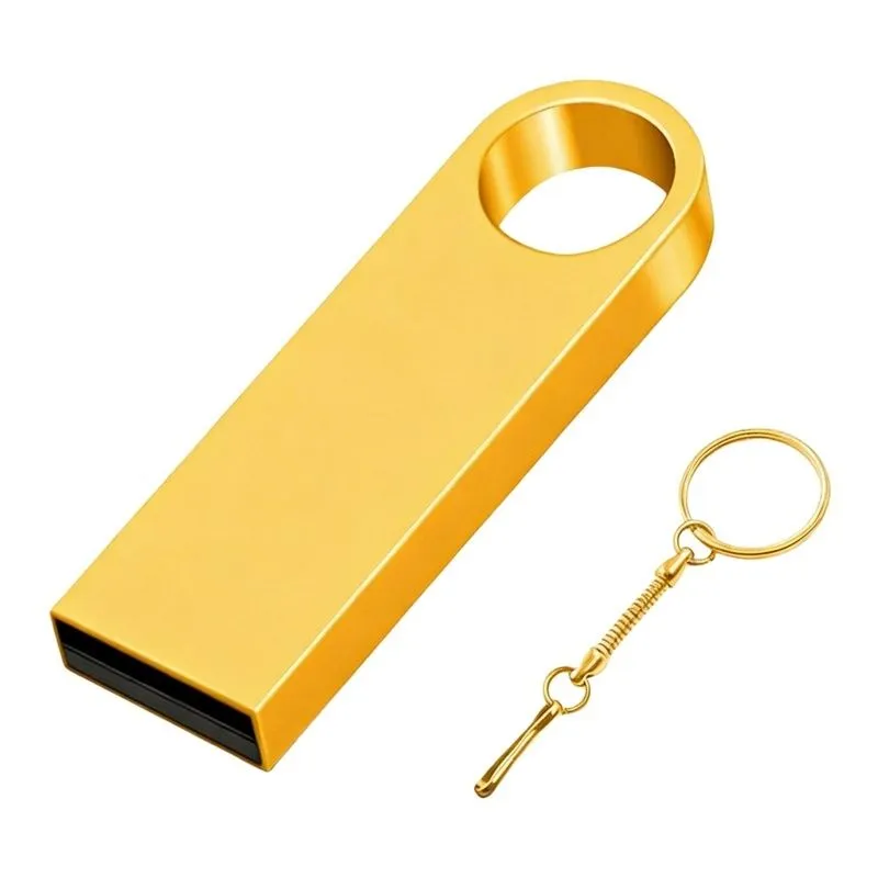 Metal USB3.0 Flash Drive 32GB Waterproof Key Ring Gift - Gold
