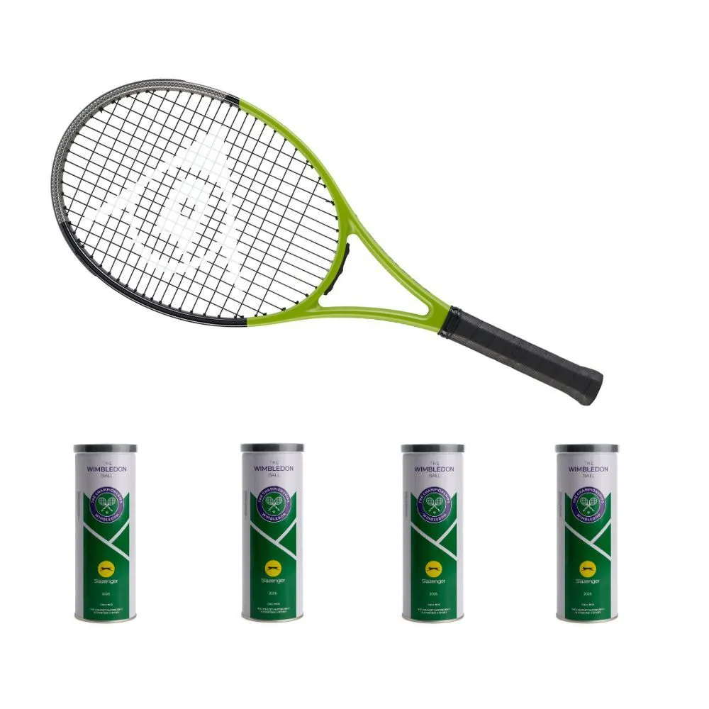 Dunlop Tristorm 100 Graphite Racket G2 & 4 Wimbledon Sea Level Tins