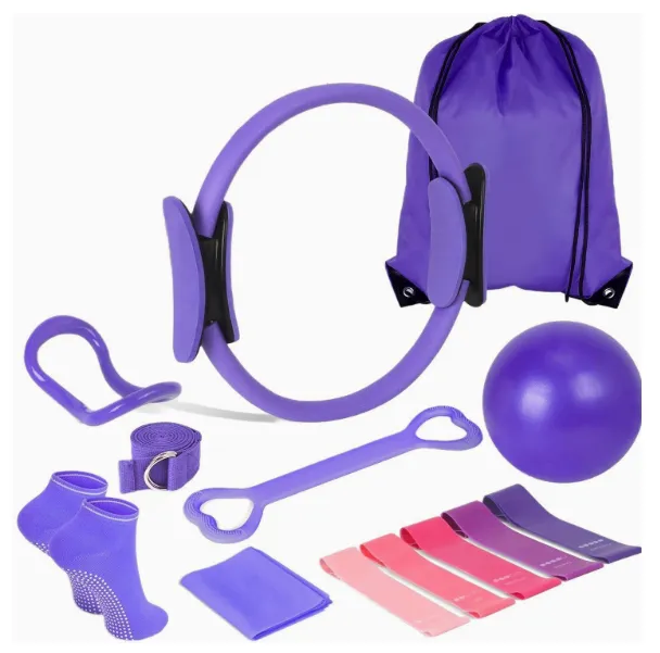 13PCS Purple Pilates Ring Yoga Resistance Training Equipment