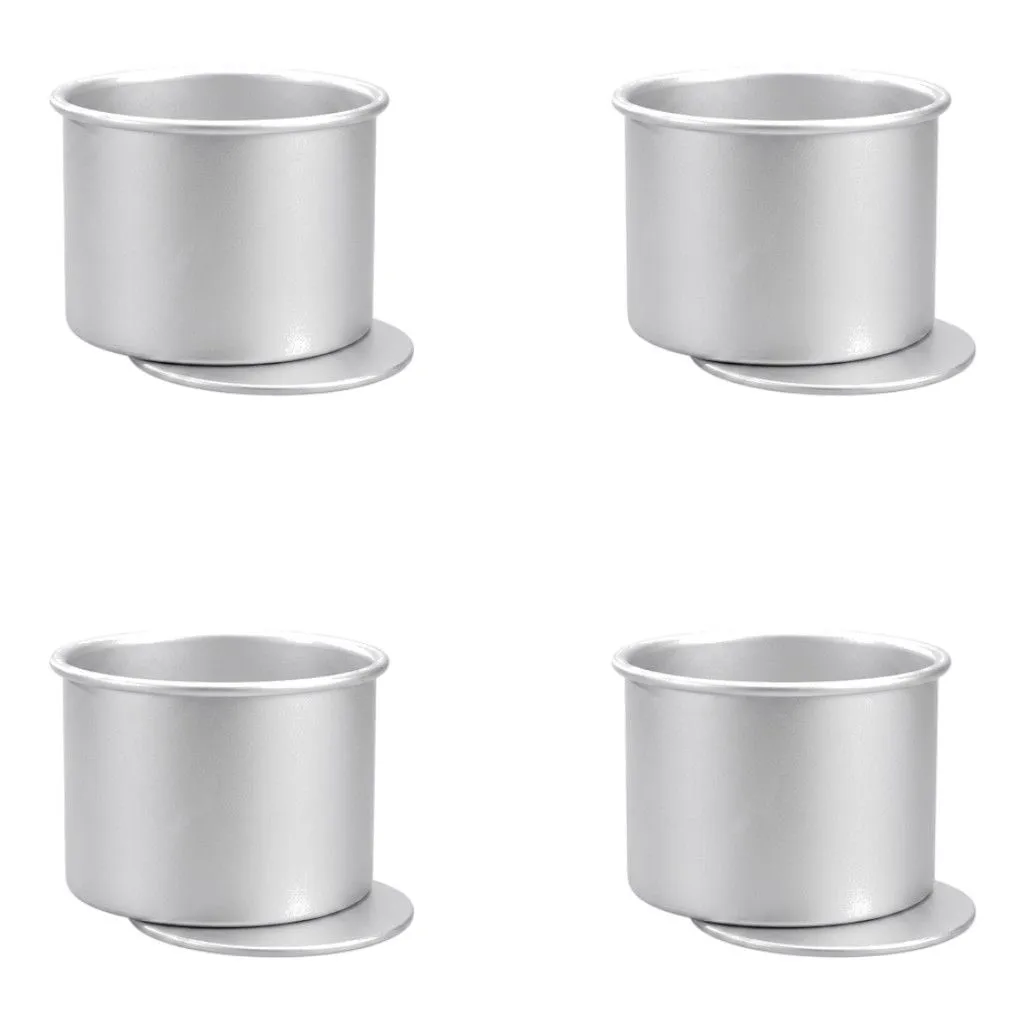 4 Pack - Mini 2 Inch Round Cake Pan With Removable Base - Silver