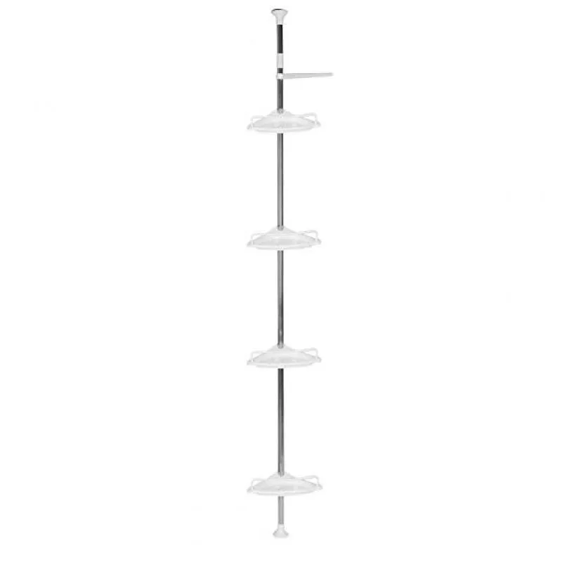 Multi-Purpose Adjustable Bathroom/Shower Corner Standing Shelf Rack - White