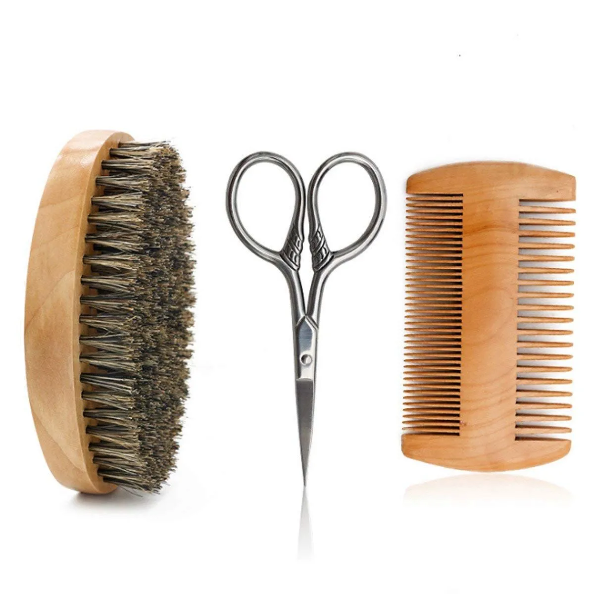 Grooming Kit for Men, Boar Bristle Brush, Comb Beard Kit