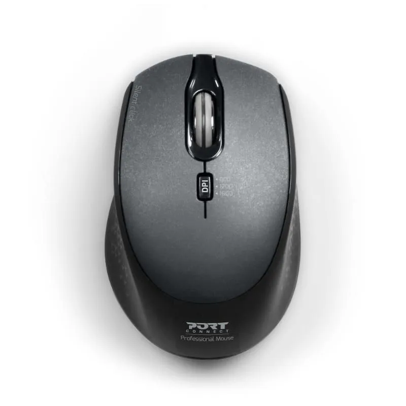 Port Connect Wireless Silent 3600DPI 3 Button USB and Type-C Dongle Mouse - Black