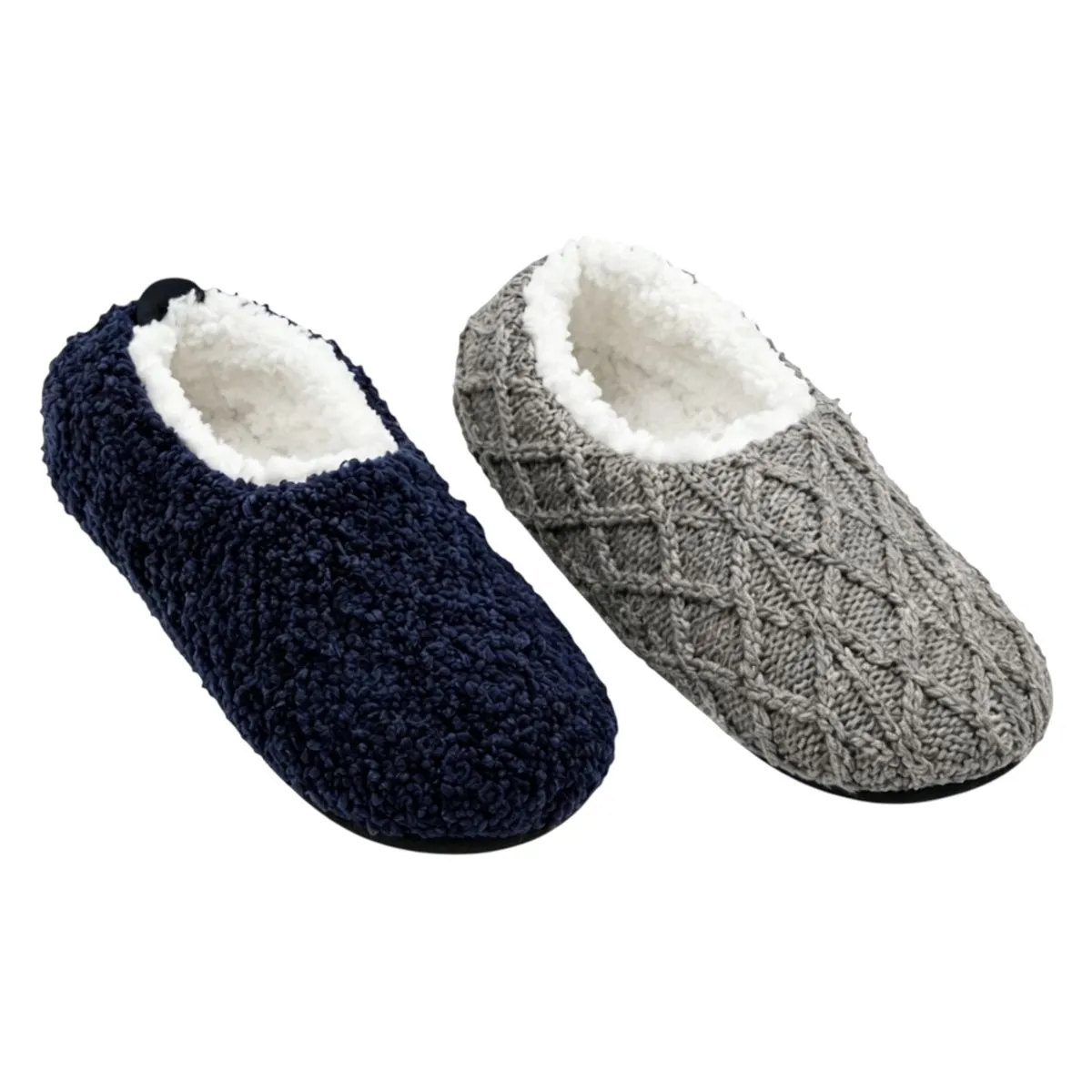 4 Pack Winter Knitted Ladies Fleece Lined Slippers Sock NonSkid Sole UK 3-6