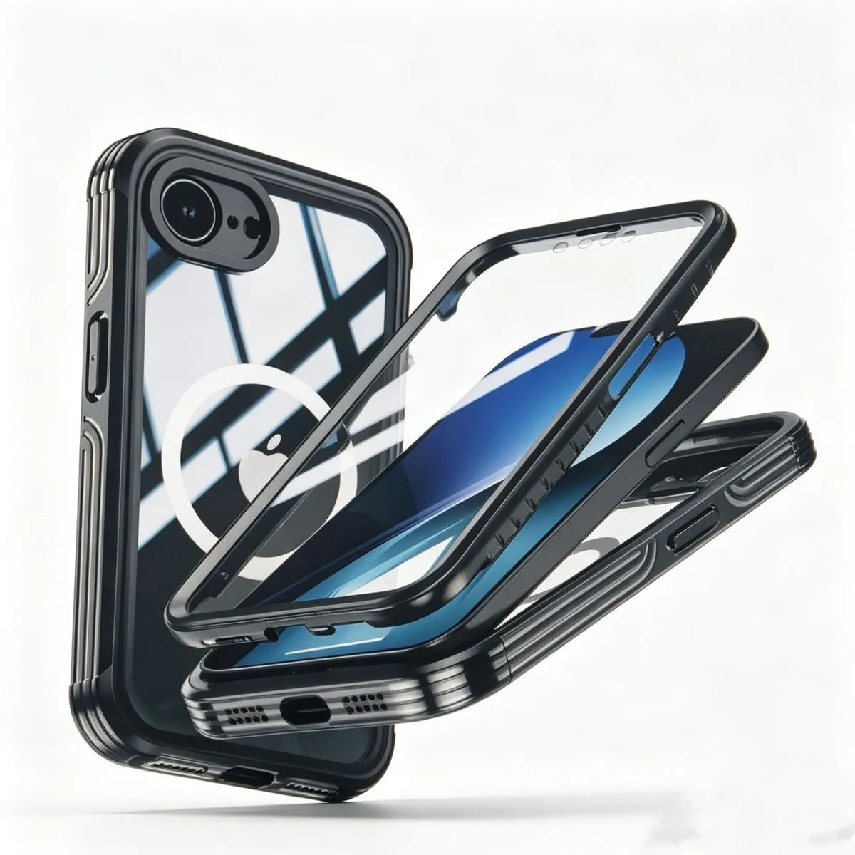 Magnetic Full Body Protection Phone Case Compatible With iPhone 16e - Black