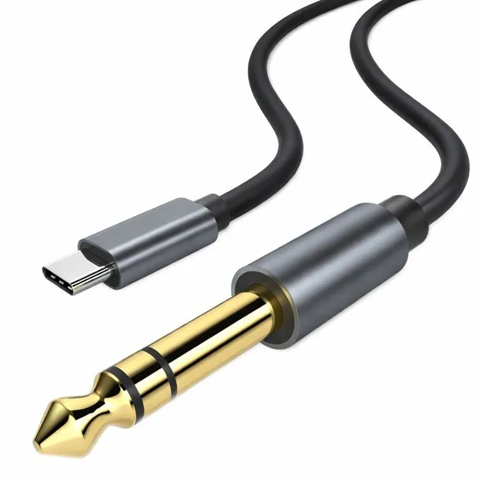 Type-C to (6.35mm) Stereo Audio Cable for Home Theater & Audio Systems &DVD