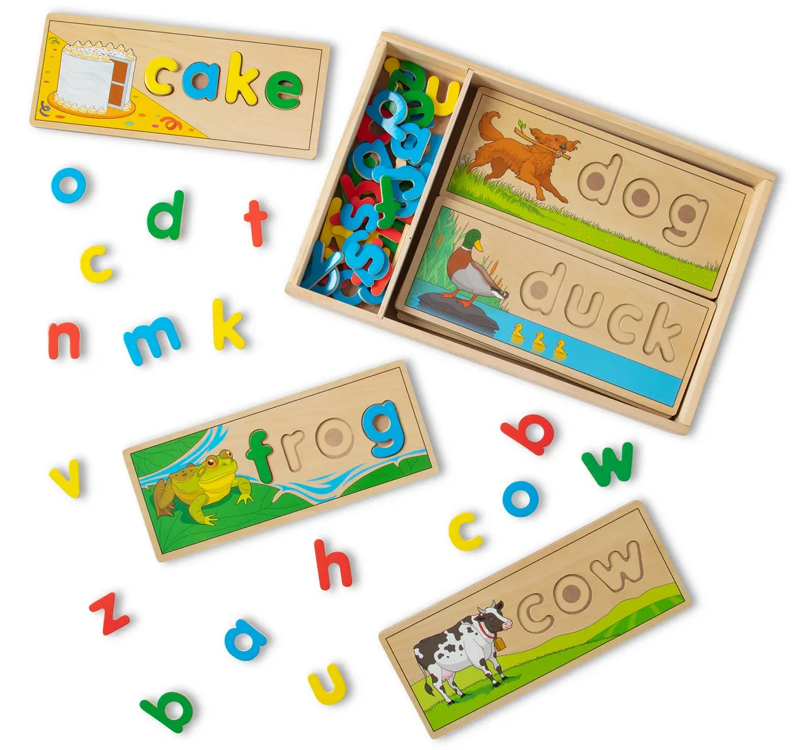 Melissa & Doug See & Spell Learning Toy (8 Puzzle Boards & 64 Letters)