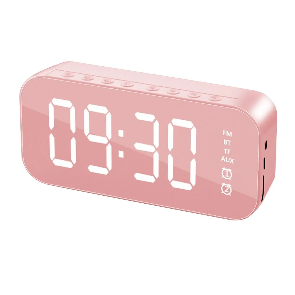 Alarm Clock with Bluetooth Speaker Mirror Surface Bedside Alarm Clocks