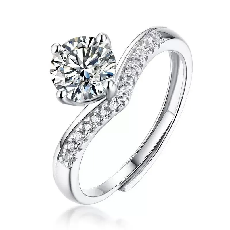 Wedding Ring. Lmitation Moissanite. Sparkling Zircon. Adjustable Rings - B