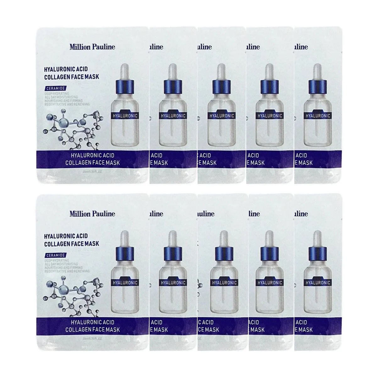 Million Pauline Hyaluronic Acid Collagen Face Sheet mask 10x
