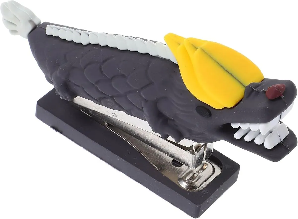 Dragon Head Mini Stapler with 10# Staples, Cute Gray Desktop Stationery