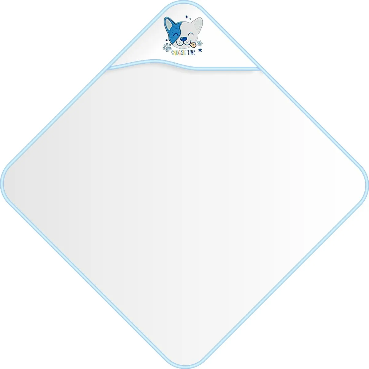 SQUIGGLE Baby Hooded Towel - Soft, Absorbent & Adorable - BLUE/WHITE