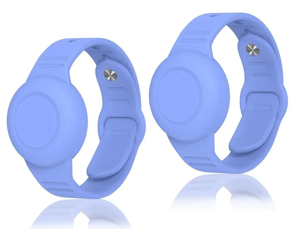 2 Pack- Okotec Waterproof Silicone Wrist band Airtag Kids Bracelet Strap - Blue