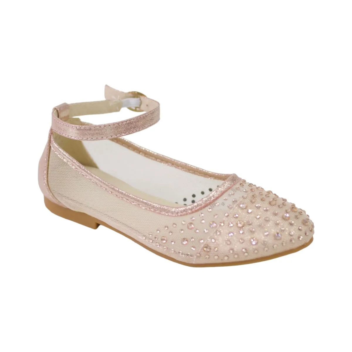 LaMara Paris Lemia Girls Netted Ballerina With Diamonds Champagne