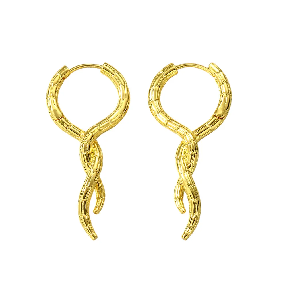Copper-Based Twisted Drop Earrings, Gold/Silver, Everyday Wear - Gold