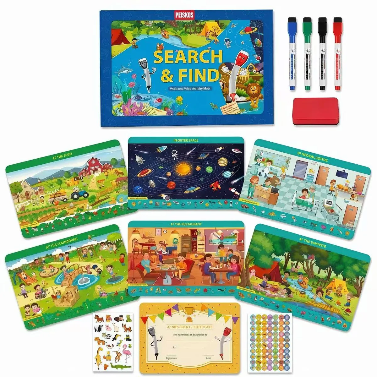 PEISKOS - Search and Find Activity Educational Busy Books for Kids