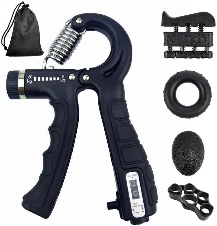 5-Pack Hand Grip Strengthener Kit with Adjustable Resistance