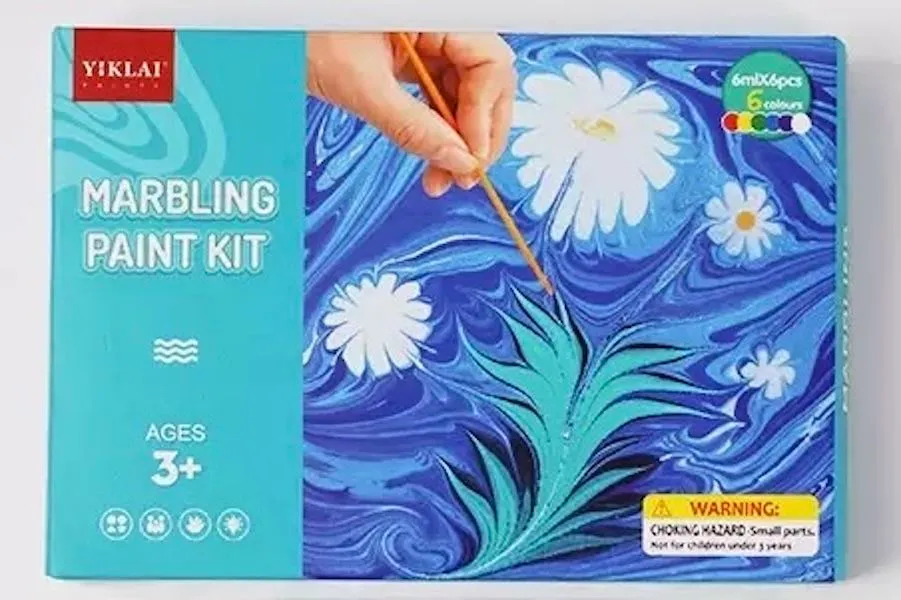 Marbing Paint Kit 6 Colours Watercolour Water Paint Fun Imagination Play