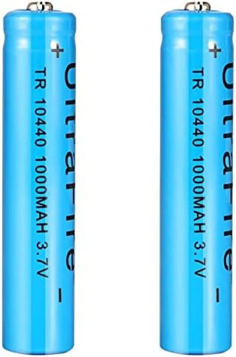 2-Pack 10440 AAA 3.7V 1000mAh Rechargeable Li-Ion Button Top Batteries