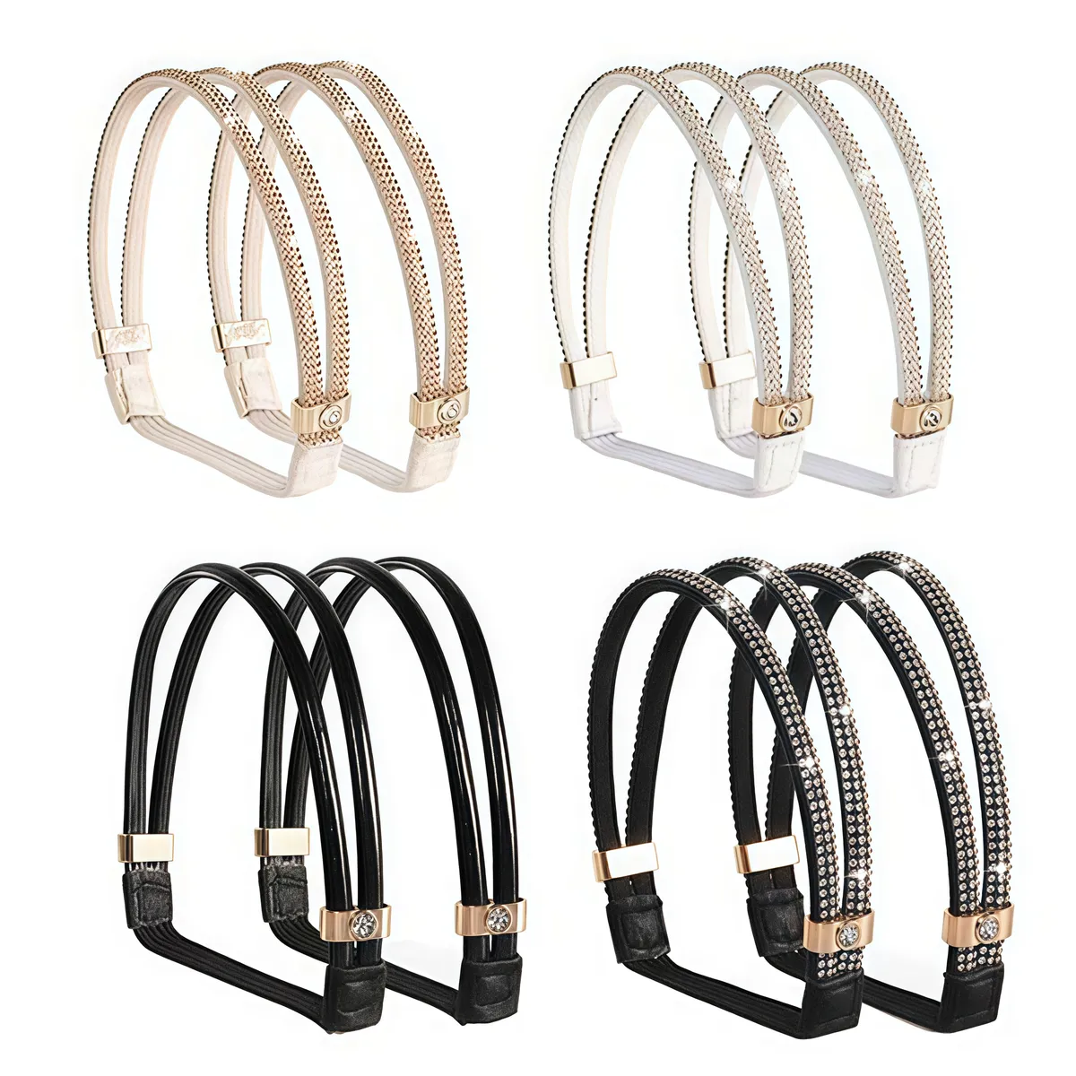 Rhinestone Shoe Lace Anti-Loose Shoelace High Heels Shoe Straps - 4 Pairs