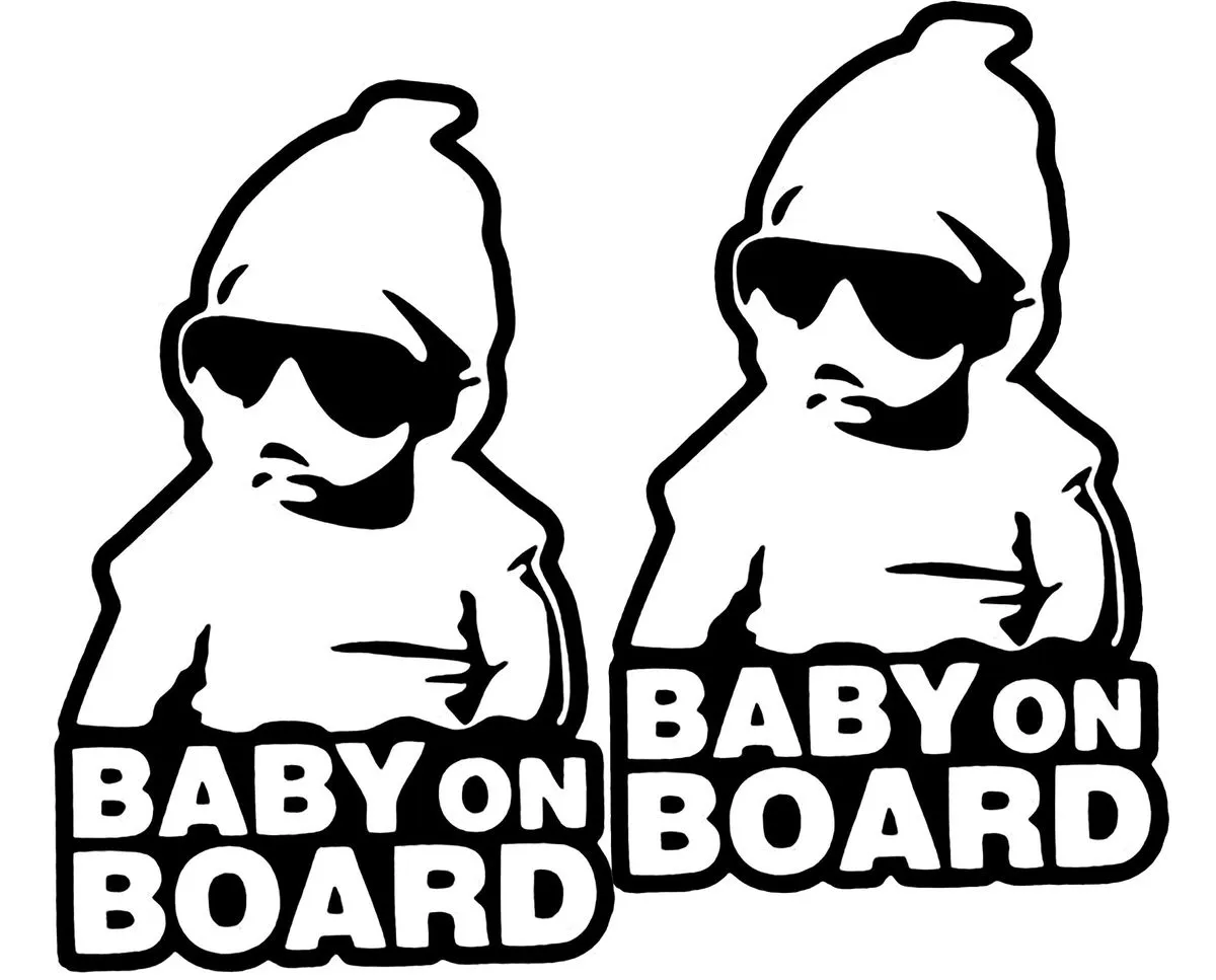 Baby On Board Black Vinyl Sticker-2 Pack.