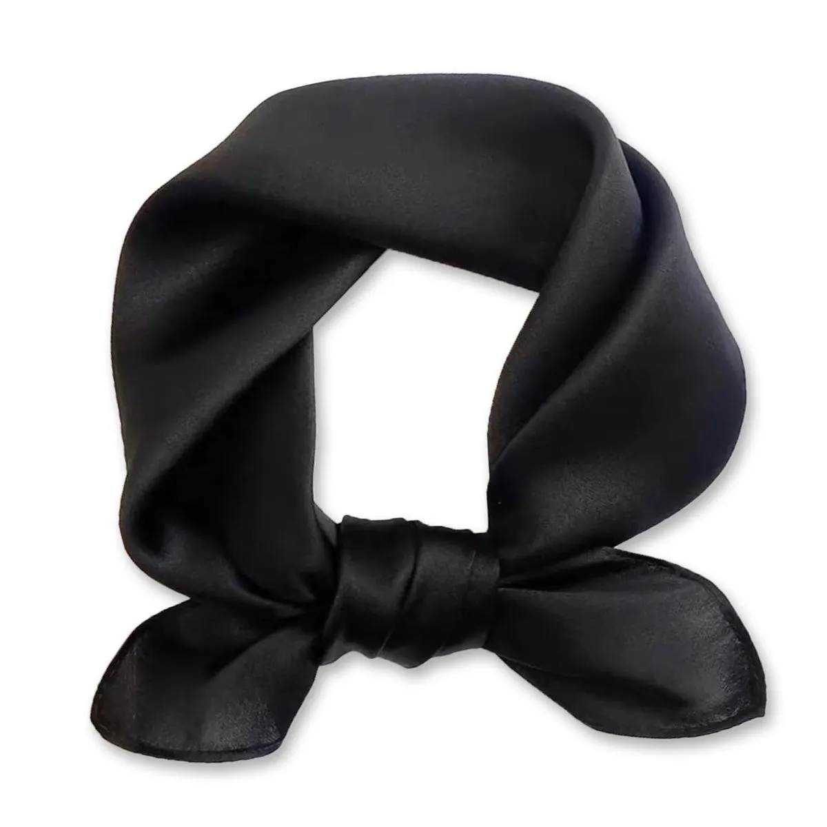 Mulberry Silk Scarf-Women's 21''Square Silk Hair Head Scarf Neckerchief - Black