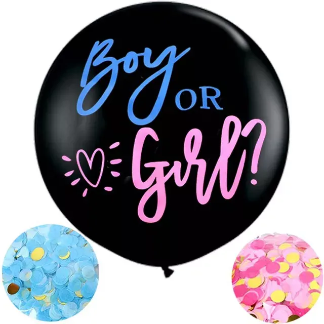 High Quality 36inch Gender Reveal Balloon with Pink&Blue writing & confetti