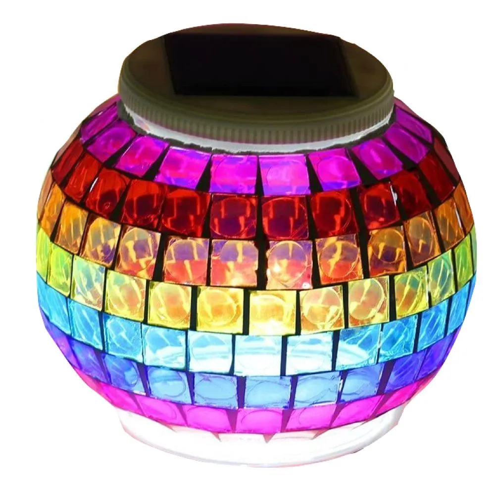 Home Garden Decor Colour Changing Mosaic Style Solar Light Fun (13x10cm) - Pink, Blue